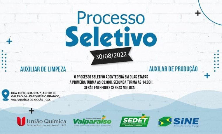 SEDET ABRE PROCESSO SELETIVO PARA AUXILIAR DE PRODUÇÃO E LIMPEZA