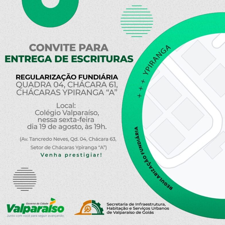REGULARIZAÇÃO FUNDIÁRIA PROMOVE ENTREGA DE ESCRITURAS AOS MORADORES DO BAIRRO CHÁCARAS YPIRANGA A